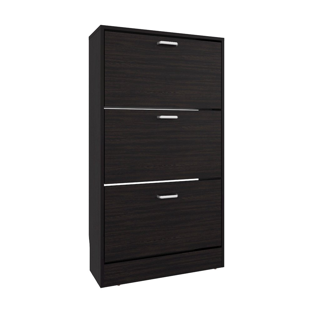 Crocker Shoe Rack, 3 Doors, 3 Shelves, Black Wengue. Picture 5