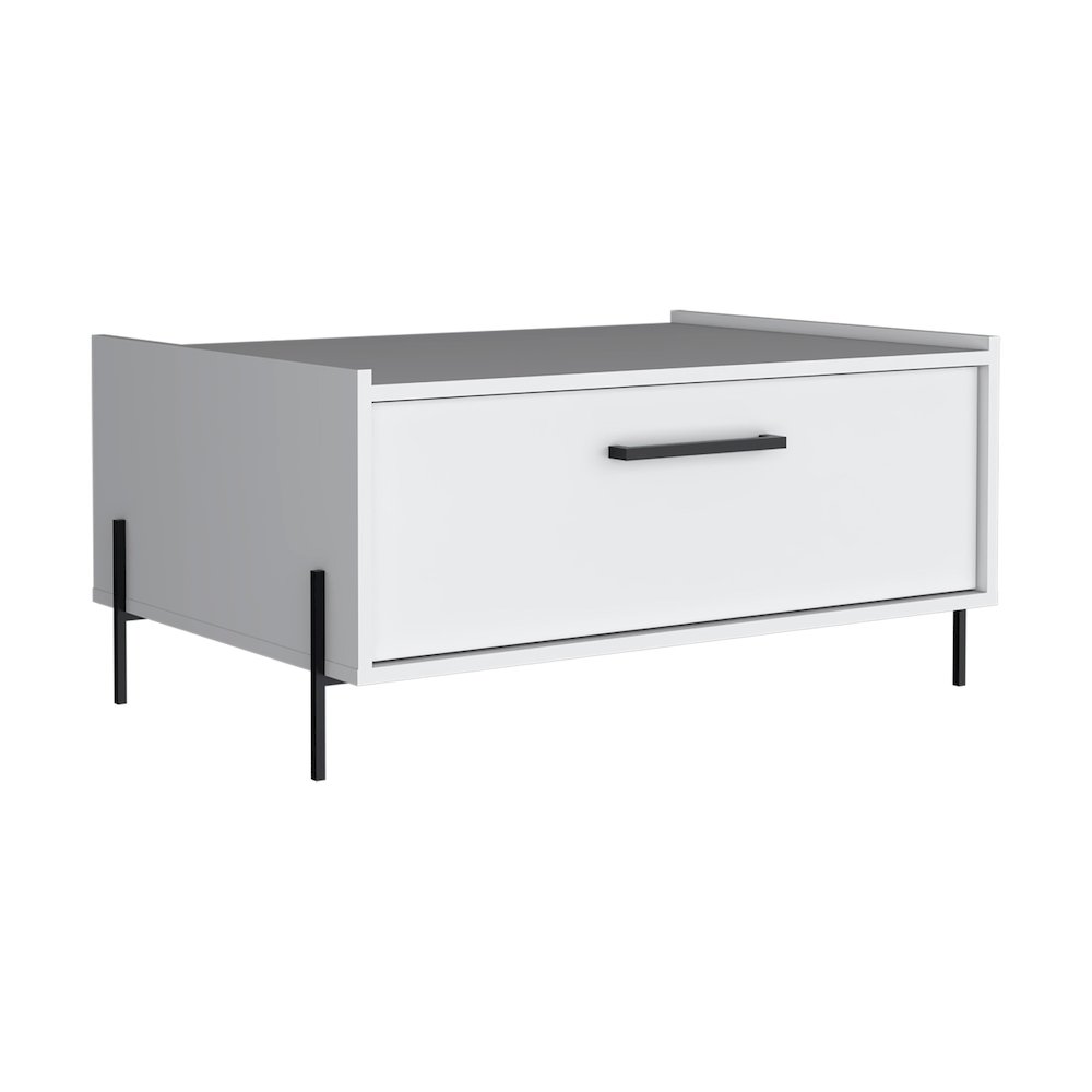 Juneau Coffee Table, 1 shelf, 4 legs, White. Picture 1