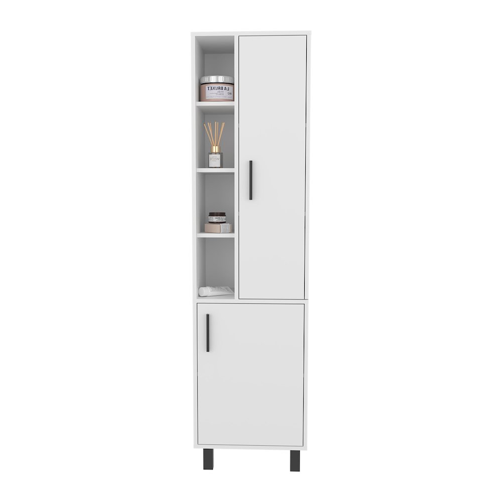 Nicut Storage Cabinet, 2 Doors, 9 Shelves, 4 Legs, White. Picture 1