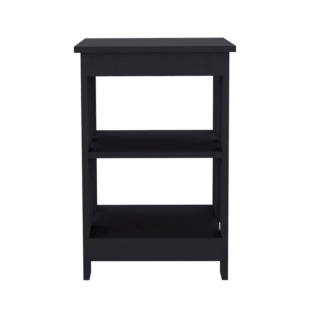 3-Tier End Table/Nightstand, Side Table for Small Space, Black. Picture 1