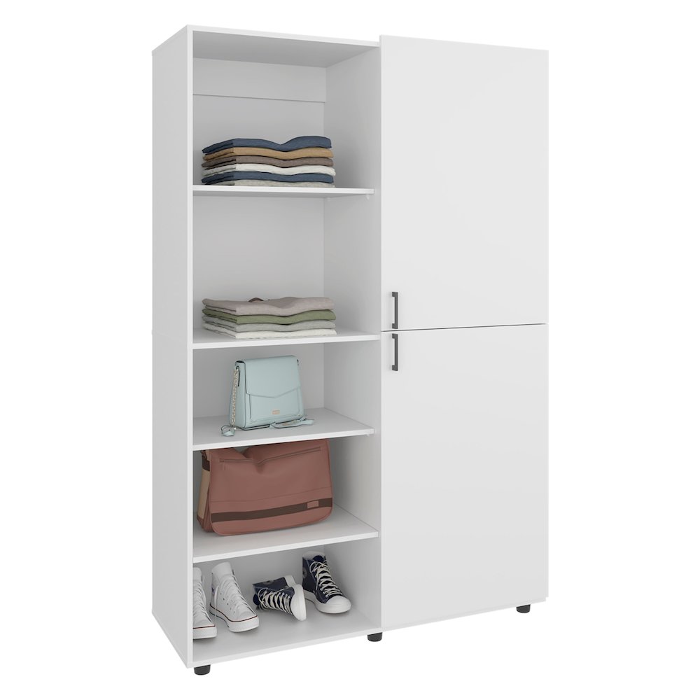 Brewster Wardrobe, 2 Doors, 6 Legs, 7 Shelves, White. Picture 2