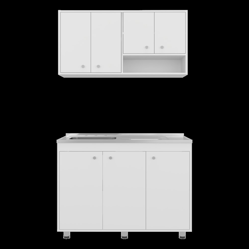 Cohoe Kitchen Cabinet Set, 7 Doors, 8 Shelves, White. Picture 3