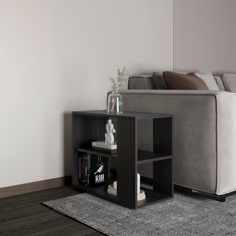 Cavalero Sideboard Table, 4 Legs, 2 Shelves, Black Wengue. Picture 4