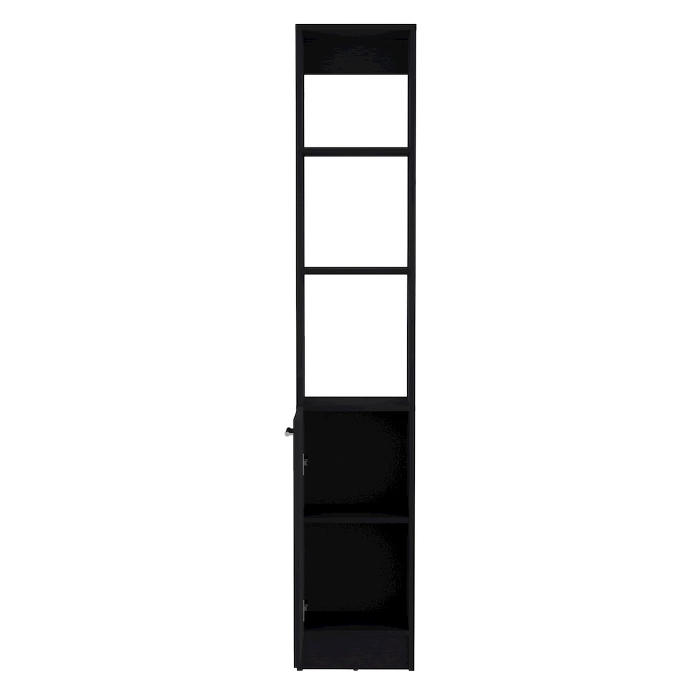 Linen Cabinet, 1 Door, 6 Shelves, Black. Picture 2