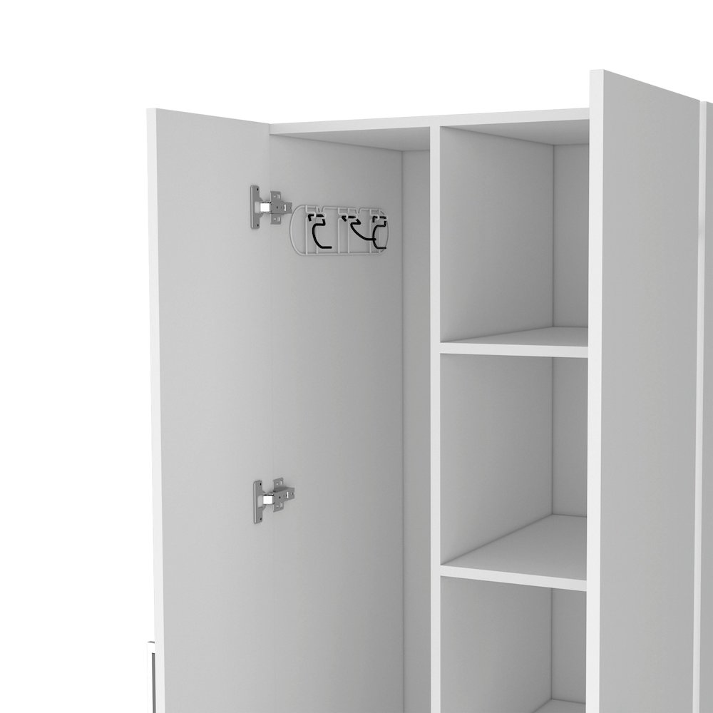 Scranton Storage Cabinet, 2 Doors, 1 Drawer, 3 Shelves, 4 Legs, White. Picture 2