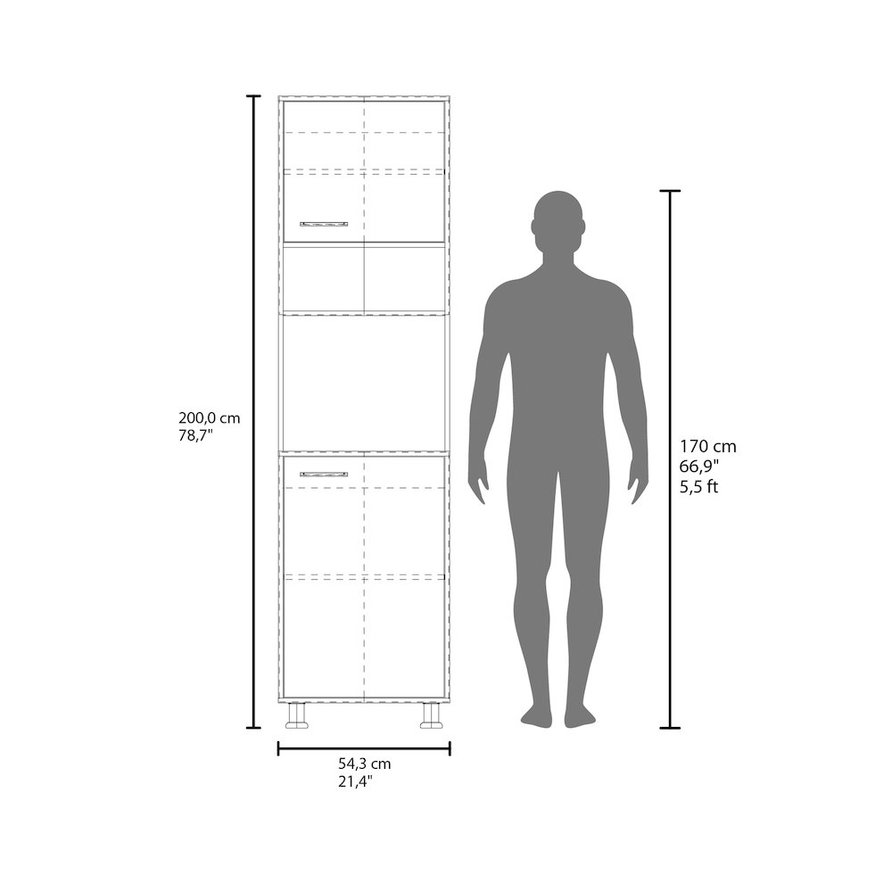 Posen Kitchen Pantry, 2 Doors, 4 Legs, 5 Shelves, White. Picture 5