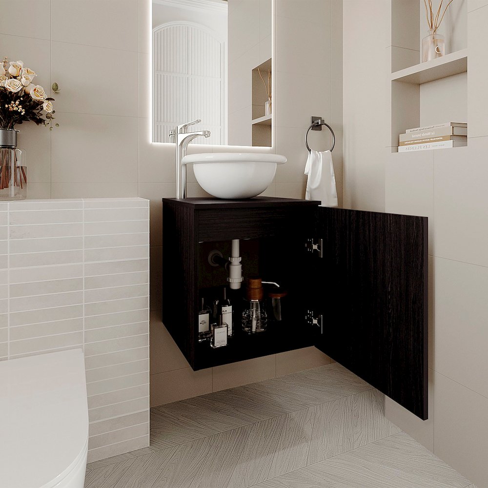 Bellevue Bathroom Vanity, 1 Door, Black Wengue. Picture 5