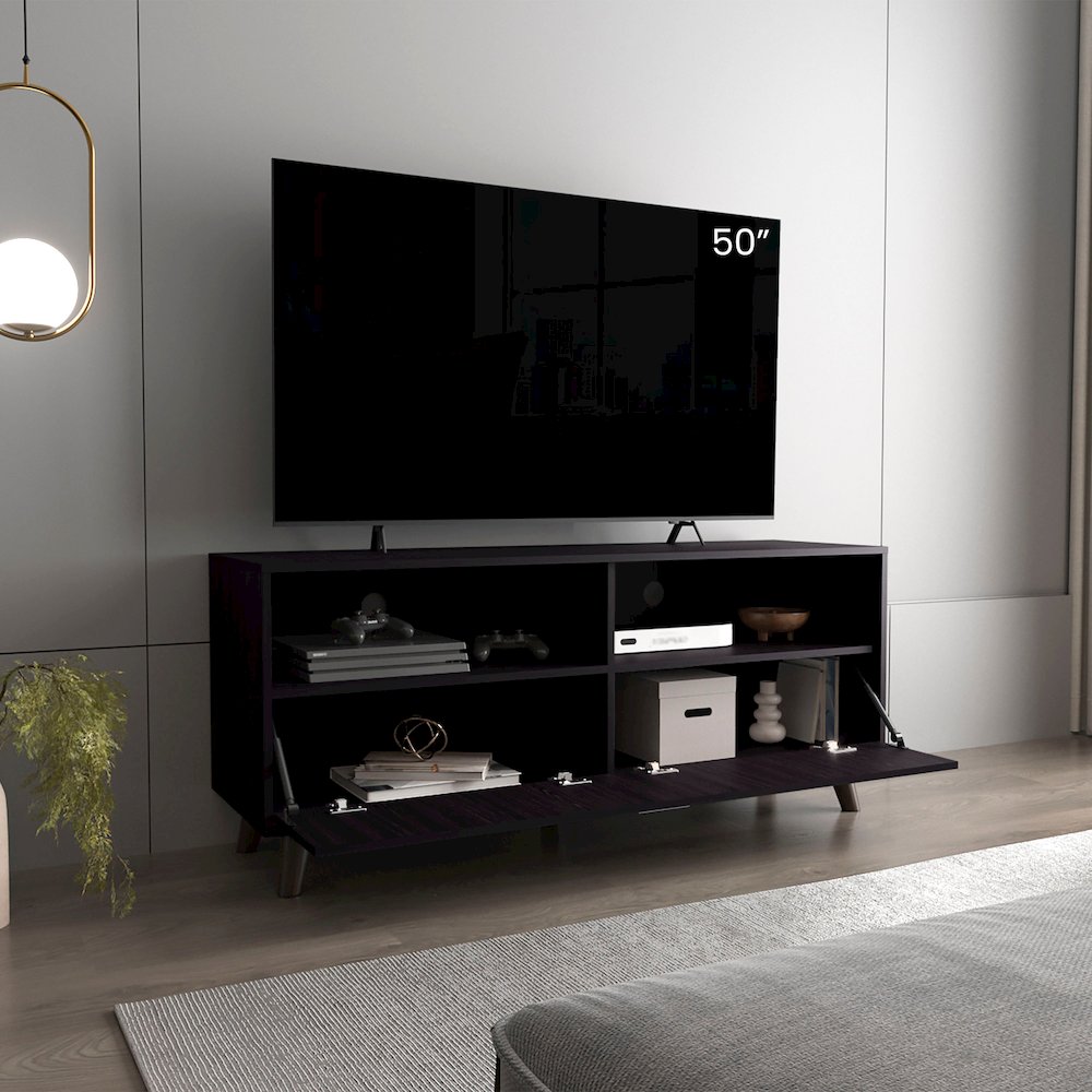 Leary Tv Stand, 1 Door, 2 Shelves, Black Wengue. Picture 8