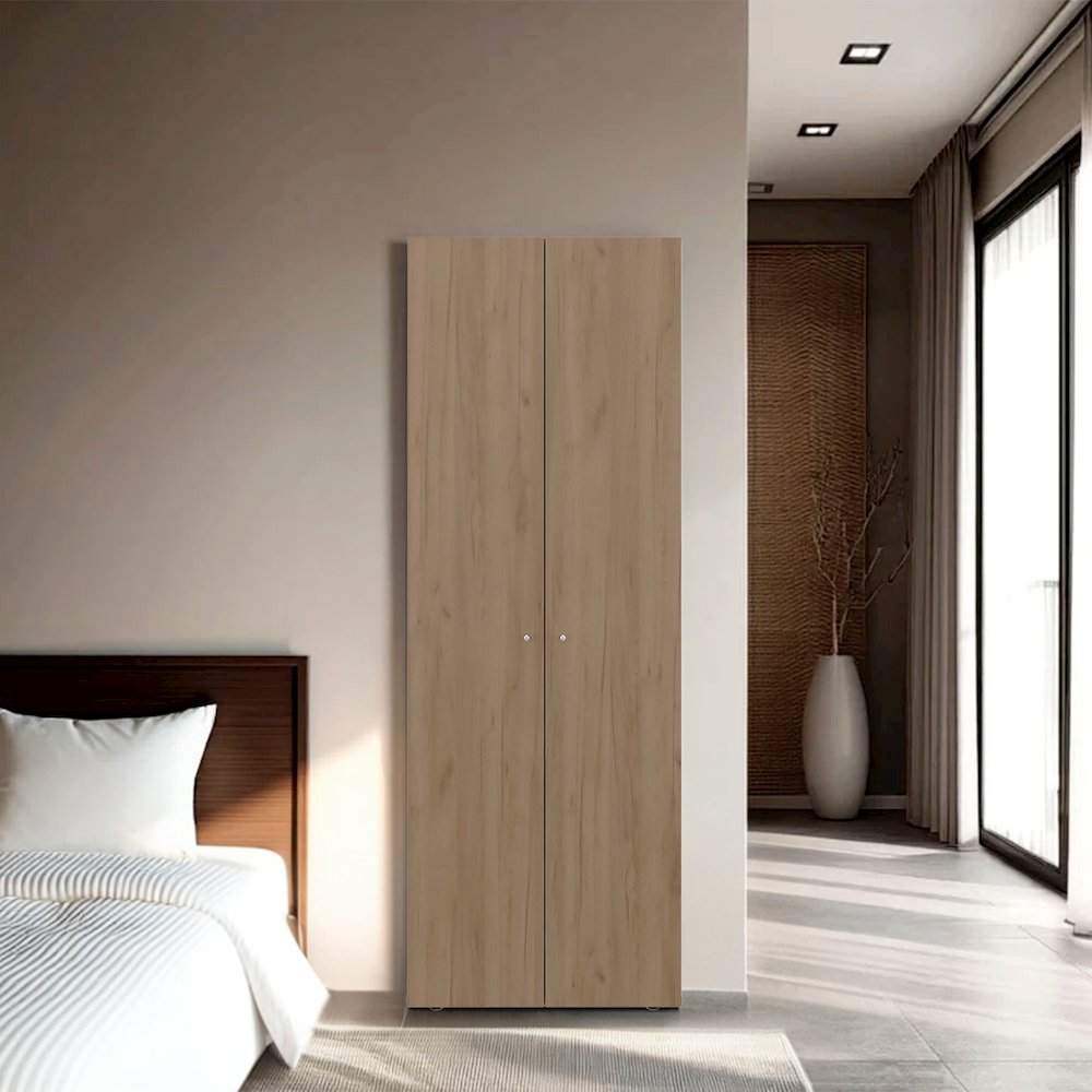 Ghent Armoire, 2 Doors, 4 Shelves, Natural Oak  / White. Picture 4