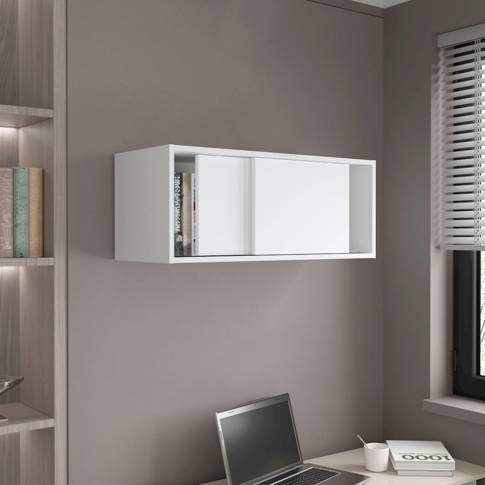 Slana Wall Cabinet, 2 Sliding doors, 1 Shelf, White. Picture 7