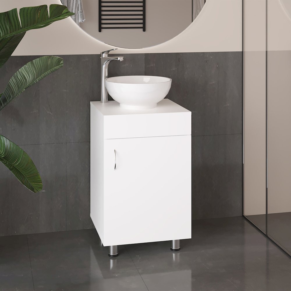 Vicksburg Bathroom Vanity, 1 Door, 4 Legs, White. Picture 4