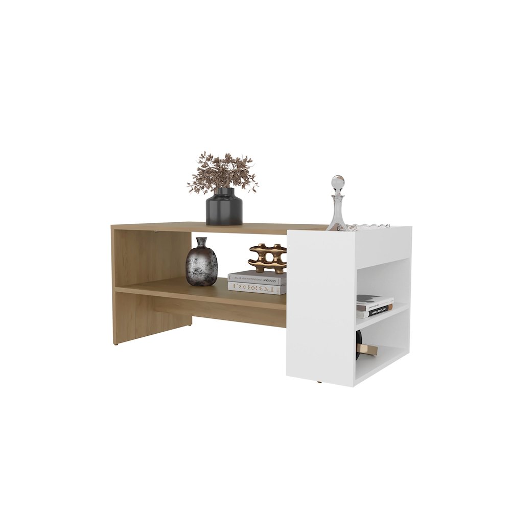 Galatia Coffee Table, 1 Shelf, Natural Oak / White. Picture 5