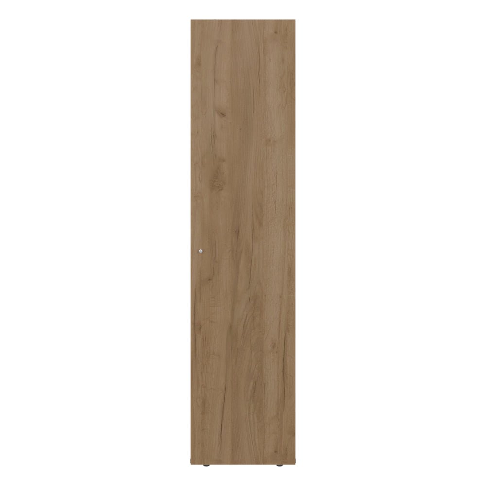 Kotlik 1 Door Wardrobe 67" H with Vertical Storage and Four Shelves, Natural Oak. Picture 3