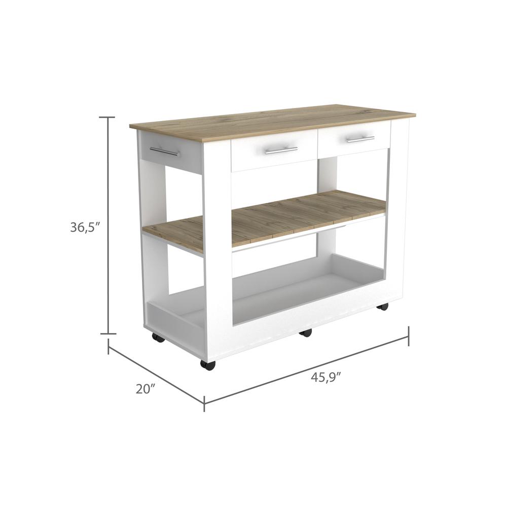 Delos 46 Kitchen Island White-Light Oak. Picture 6