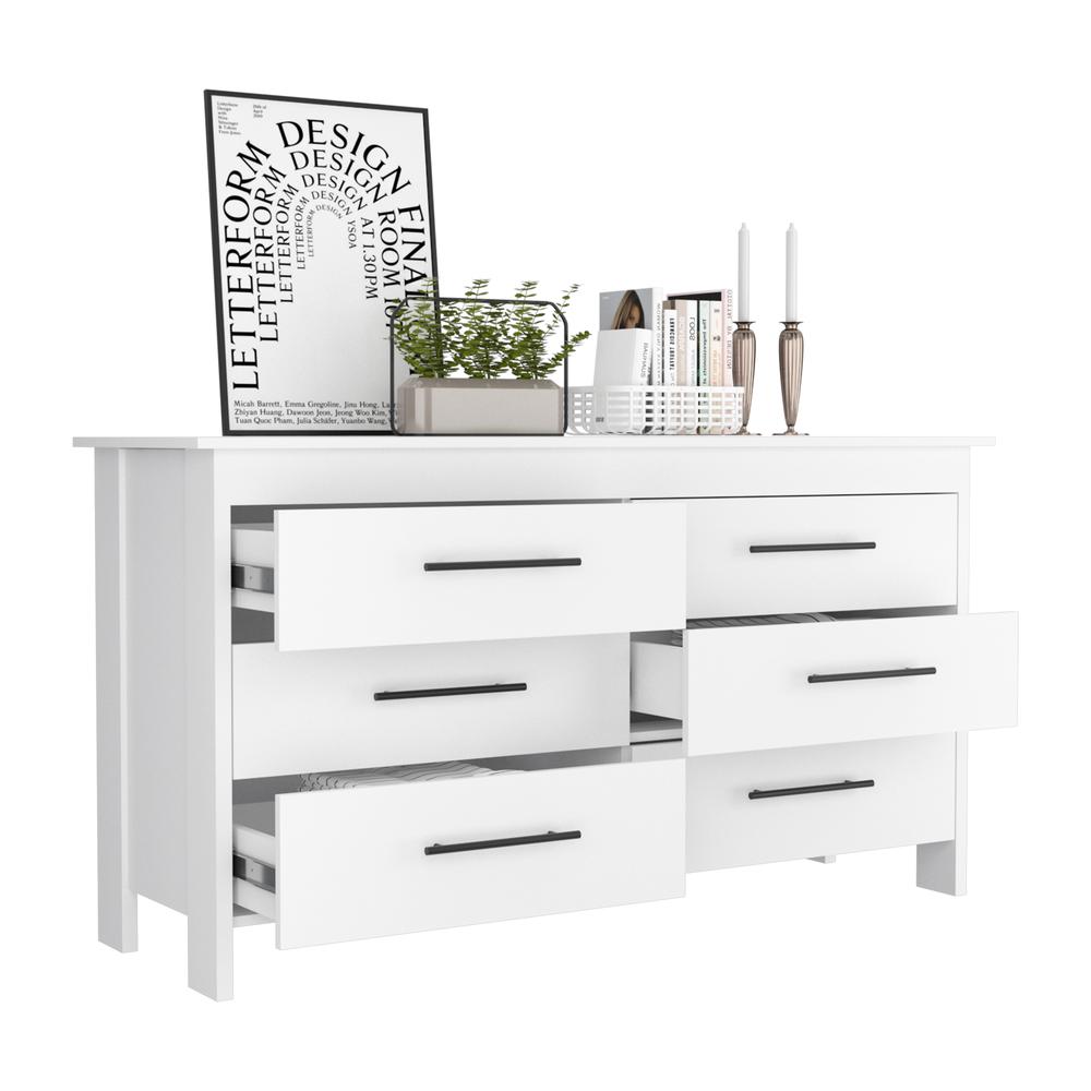 Paris 6 Drawer Double Dresser - White. Picture 3