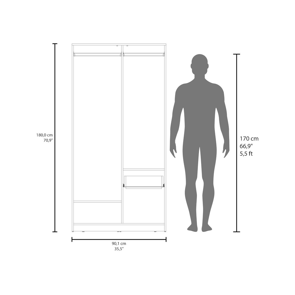 Wanship Armoire, 2 Doors, 1 Drawer, 2 Shelves, Matt Gray / Natural Oak. Picture 8