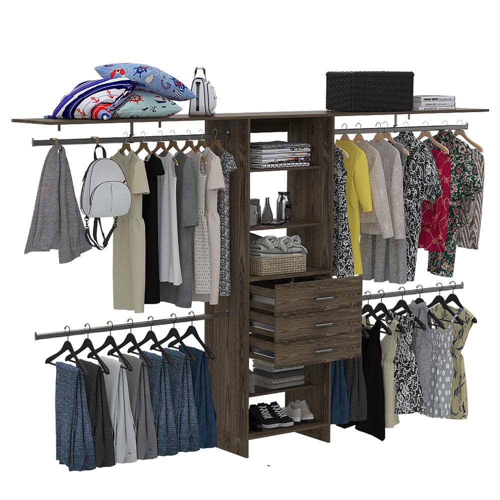 Zamora 69"W - 118"W Closet System Dark Walnut. Picture 4