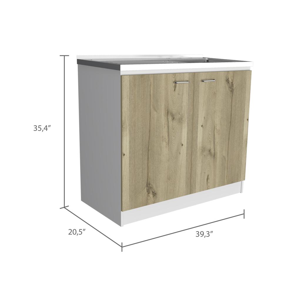 Salento Freestanding Sink - White/Light Oak. Picture 3