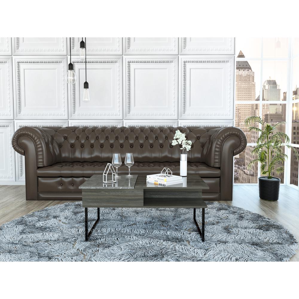 DEPOT E-SHOP Atlanta Lift Top Coffee Table, Countertop Table, One Flexible Shelf, One Shelf, Espresso+Onyx, For Living Room. Picture 5