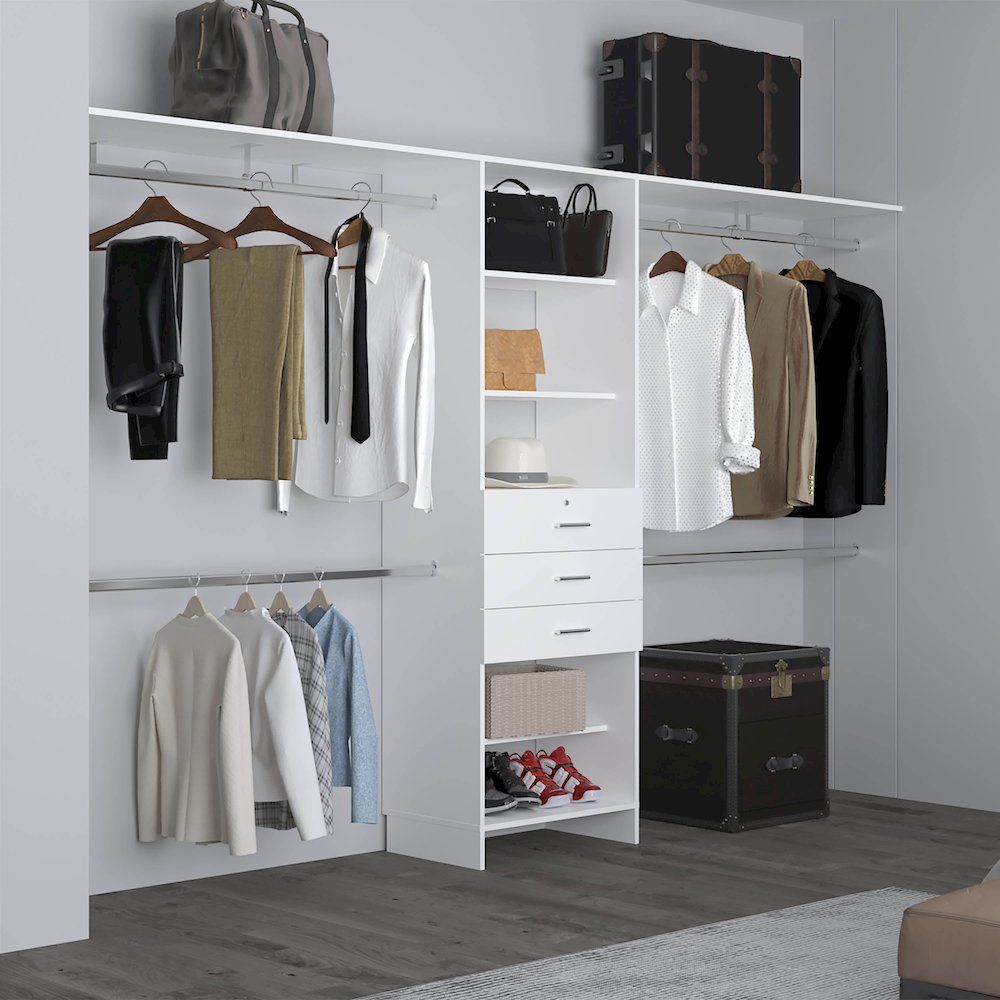 Salina Closet System, 3 Drawers, 5 Shelves, White. Picture 6