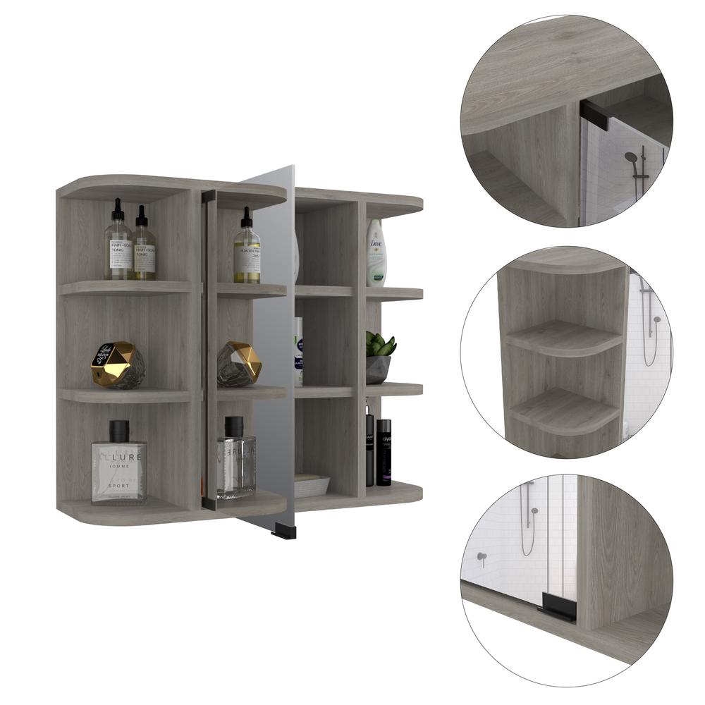 Roma Mirrored Medicine Cabinet Light Grey. Picture 5