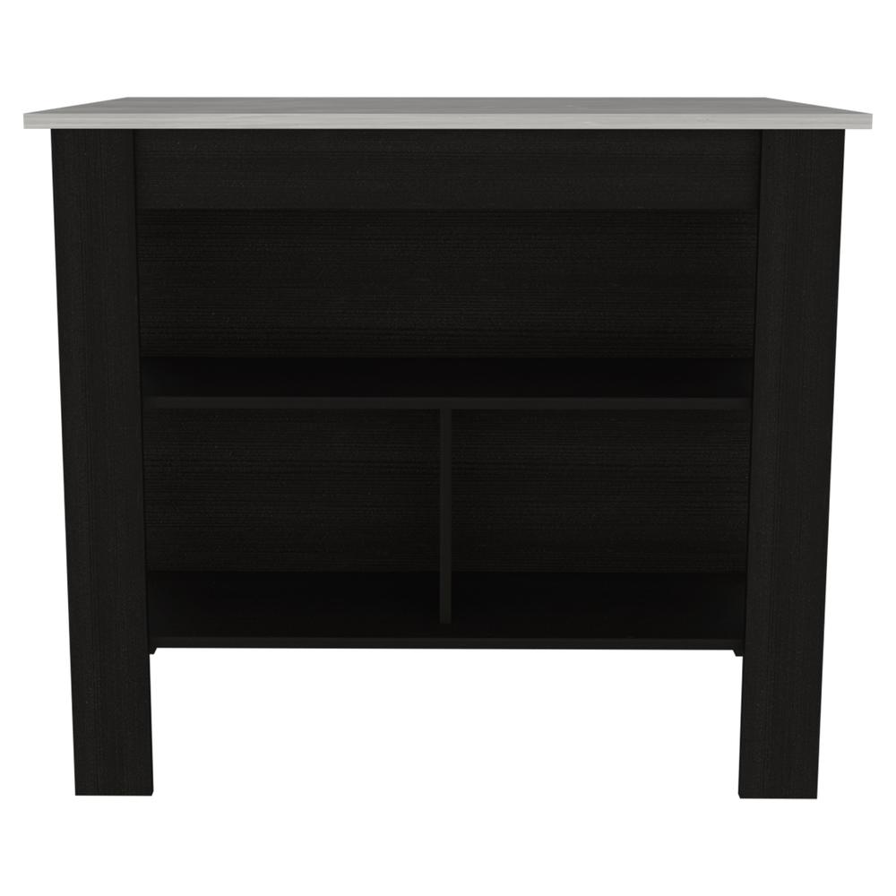 Delos Kitchen Island - Black/Ibiza Marble. Picture 1
