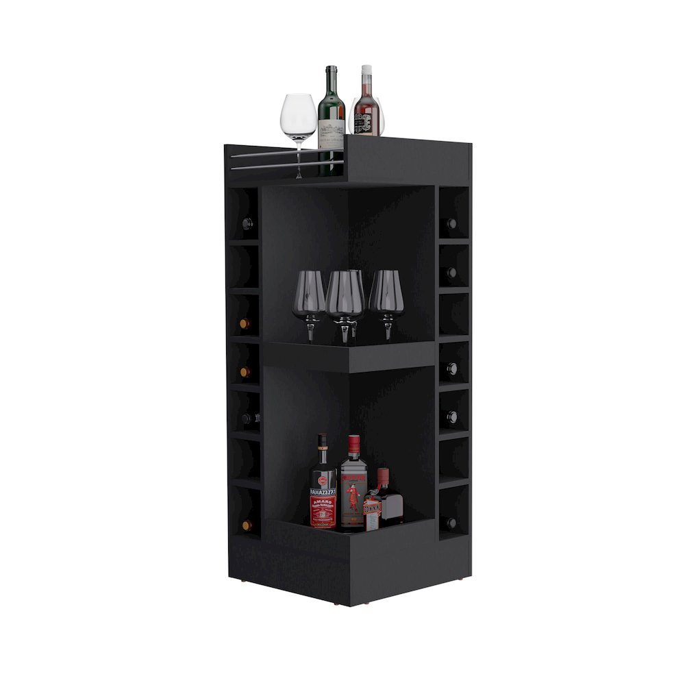 Parker Bar Cabinet, 16 Shelves, Black Wengue. Picture 6