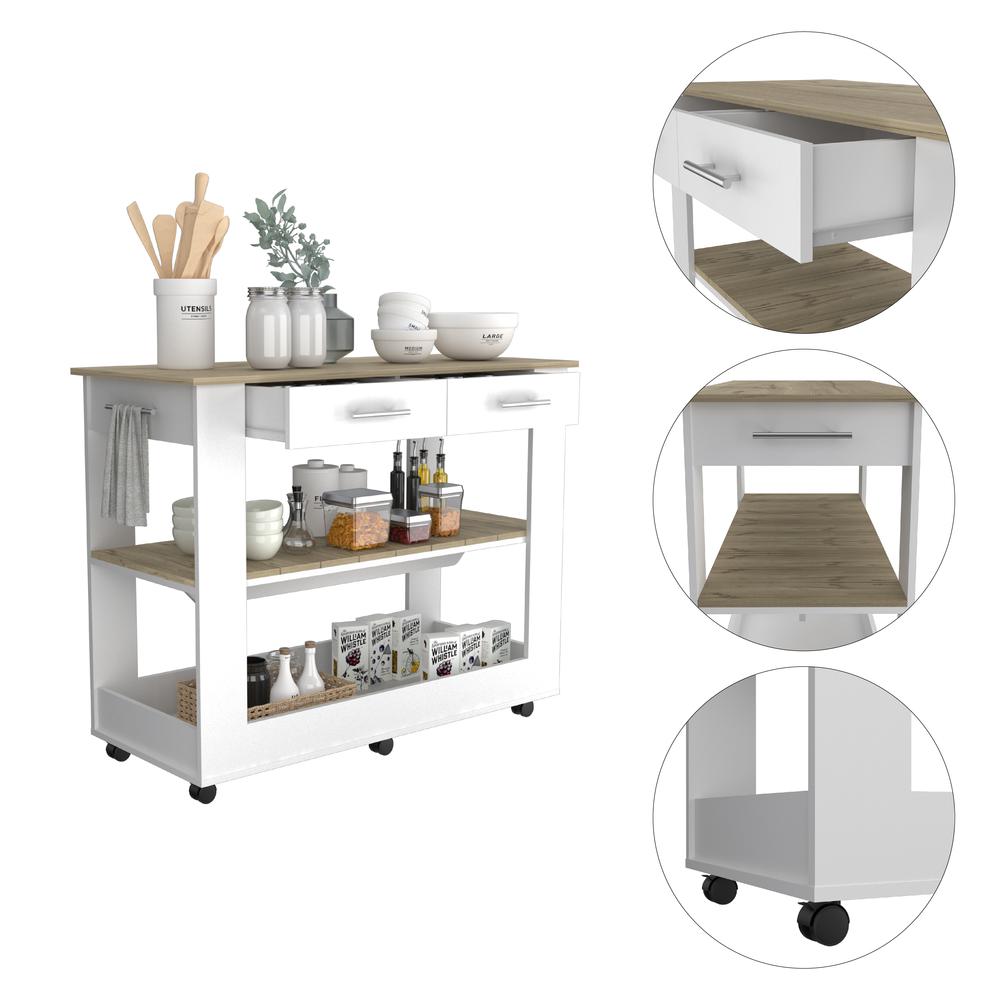 Delos 46 Kitchen Island White-Light Oak. Picture 5