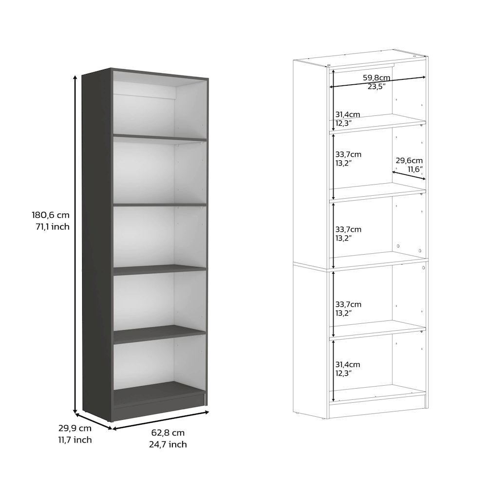 Vinton 4-Tier Bookcase with Modern Storage for Books and Décor. Picture 5