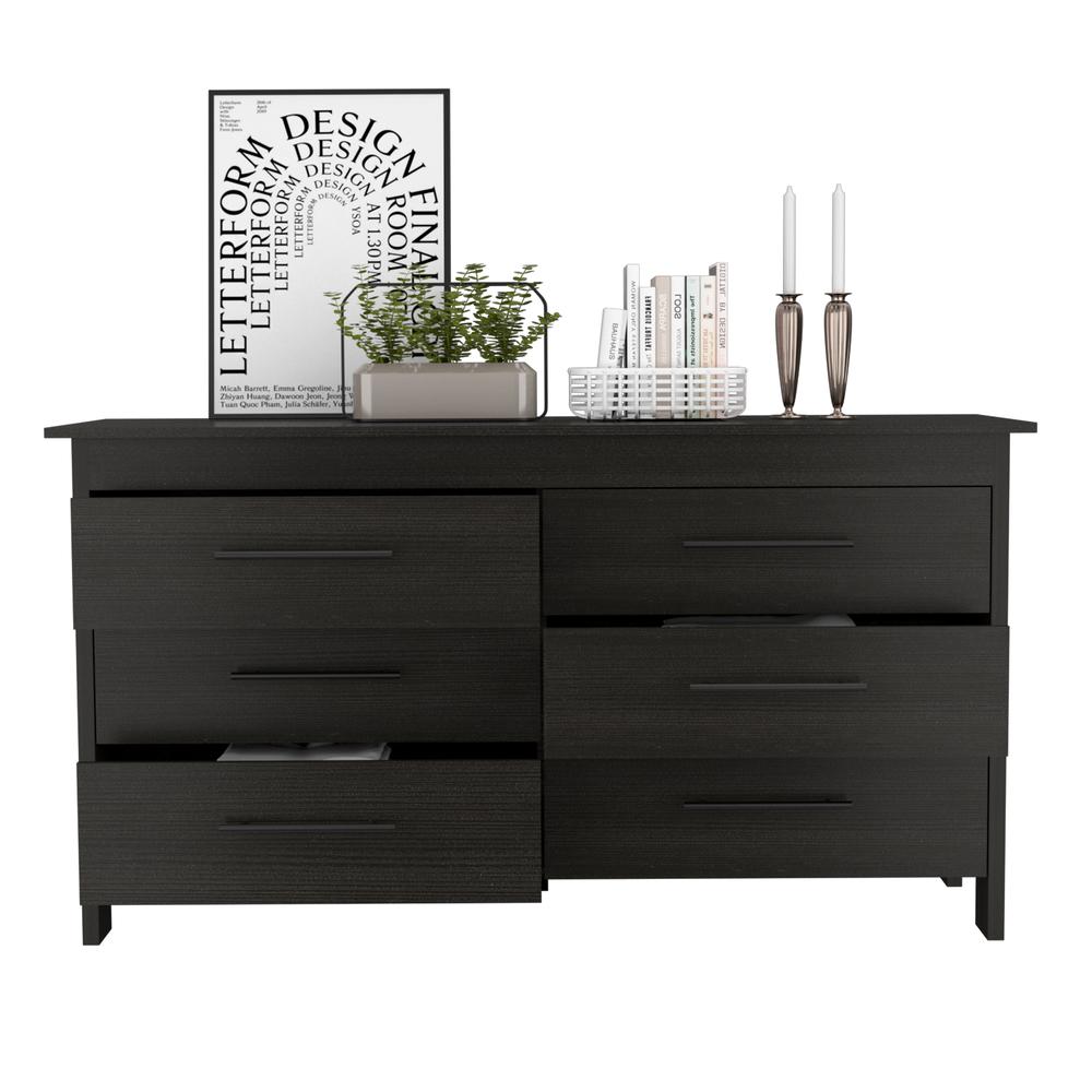 Paris 6 Drawer Double Dresser - Black. Picture 4