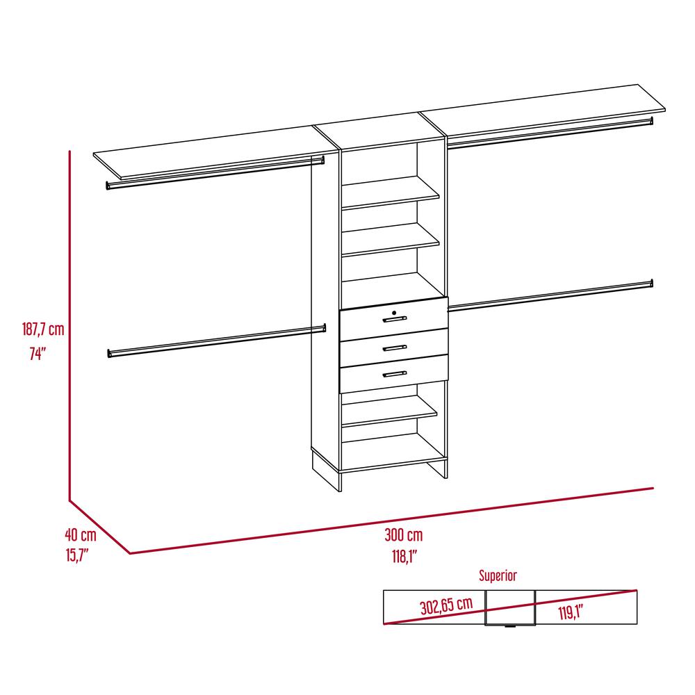 Zamora 69"W - 118"W Closet System Dark Walnut. Picture 5