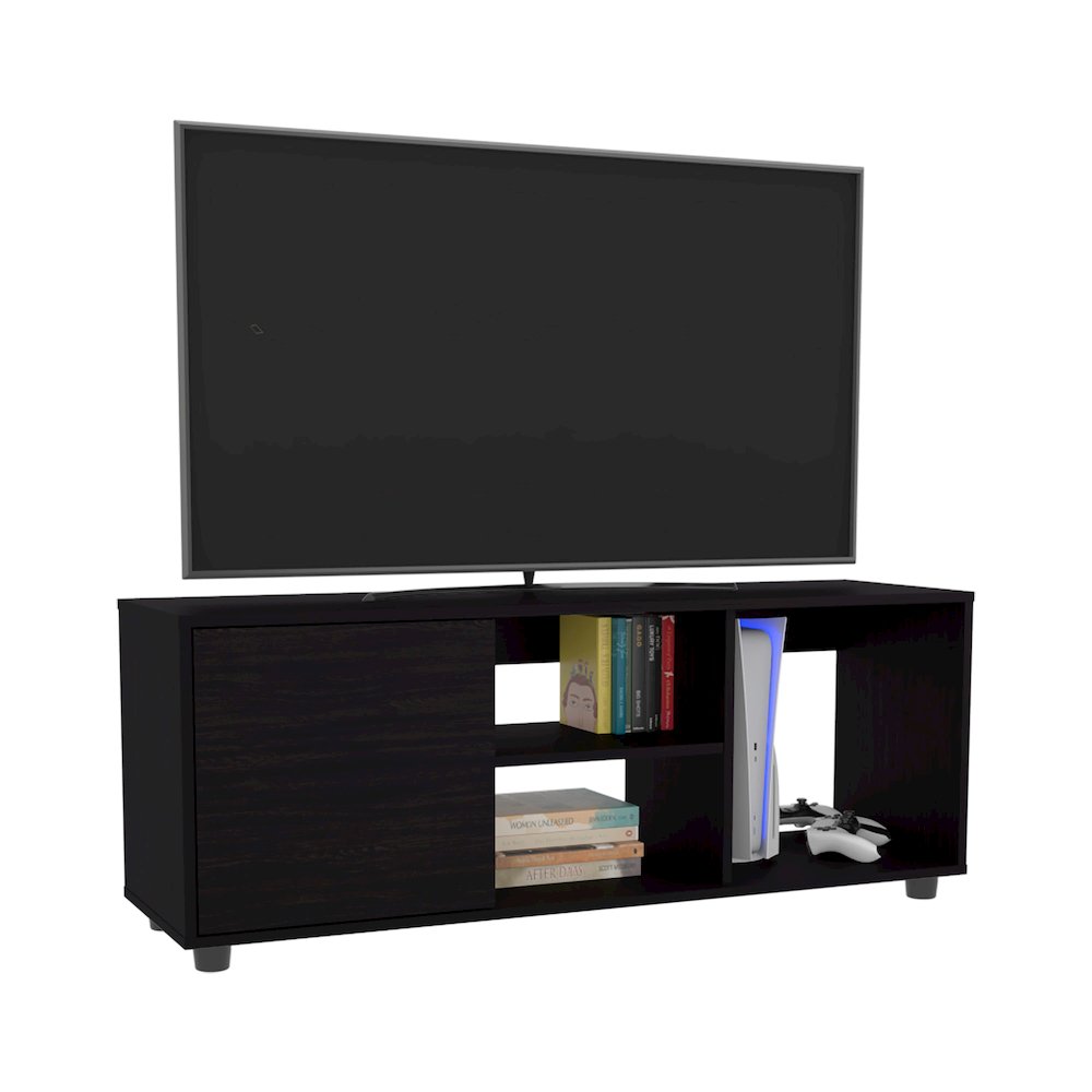 Penndel Tv Stand, 1 Door, 4 Shelves, 55" TV Capacity, White. Picture 3