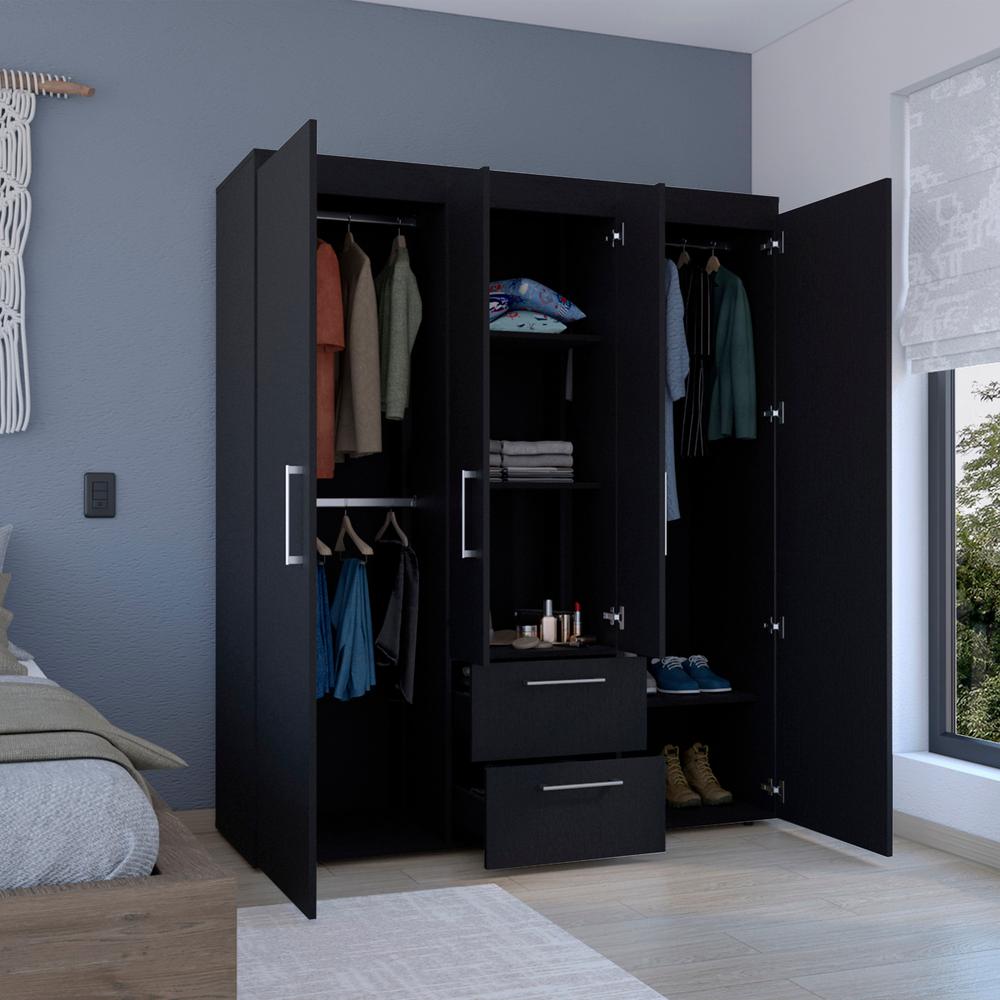 Valier Wardrobe, Deluxe Armoire with Multiple Storage Options and Metal Accents. Picture 6