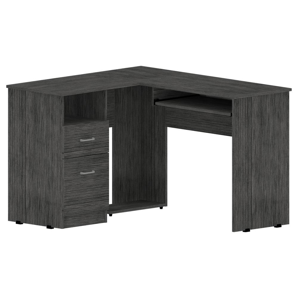 Idra L-Shaped Desk Grey Oak. Picture 1