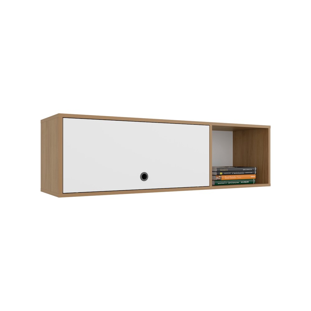 Somerset Wall Cabinet, 1 Door, 3 Shelves, Natural Oak / White. Picture 3