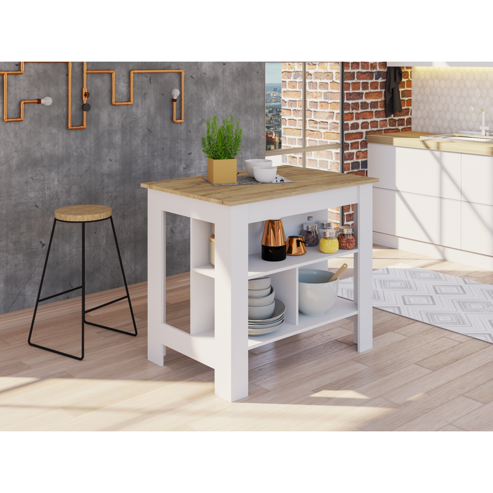 Delos Kitchen Island White - Pine. Picture 8