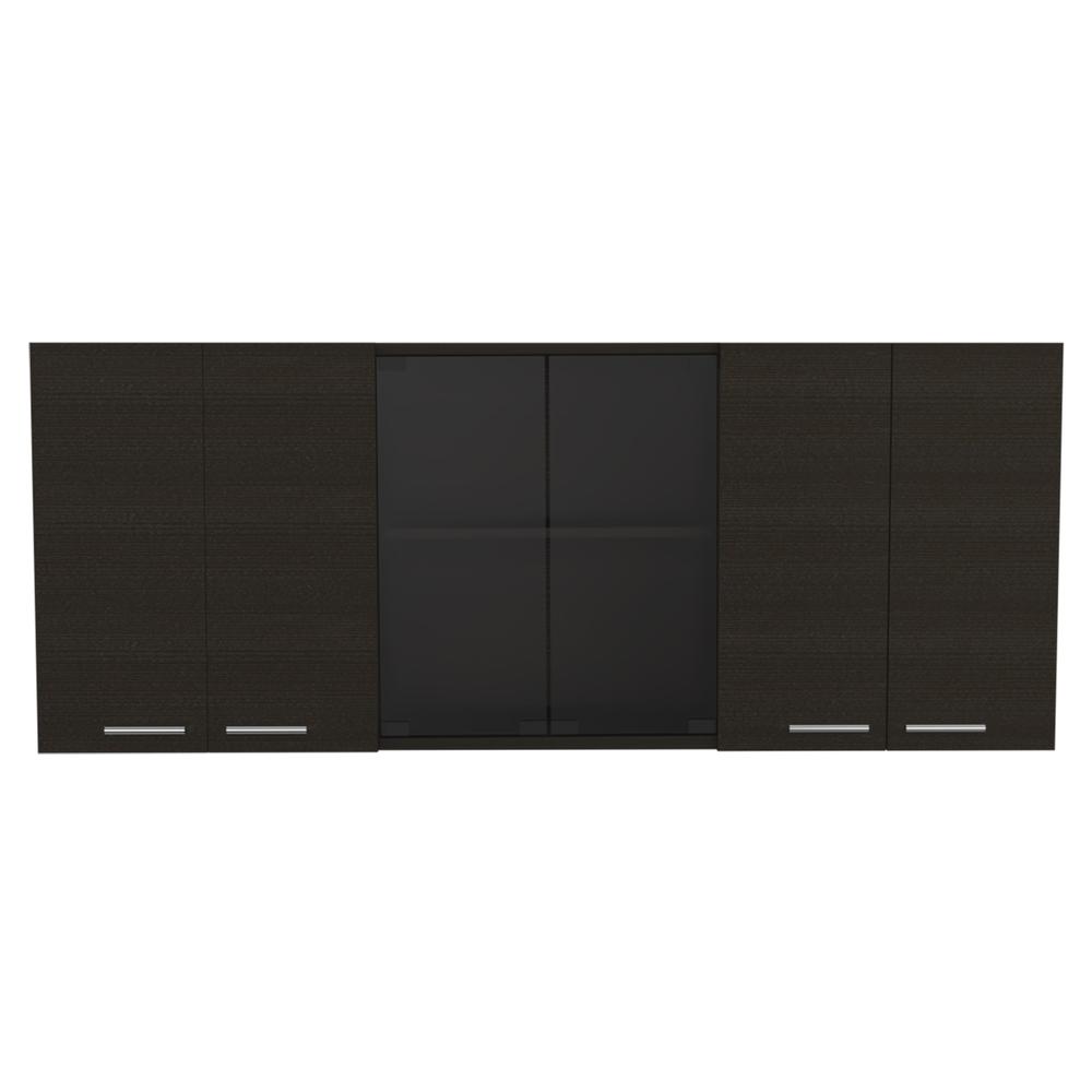 Olimpo 150 Wall Cabinet With Glass In Black. Picture 2
