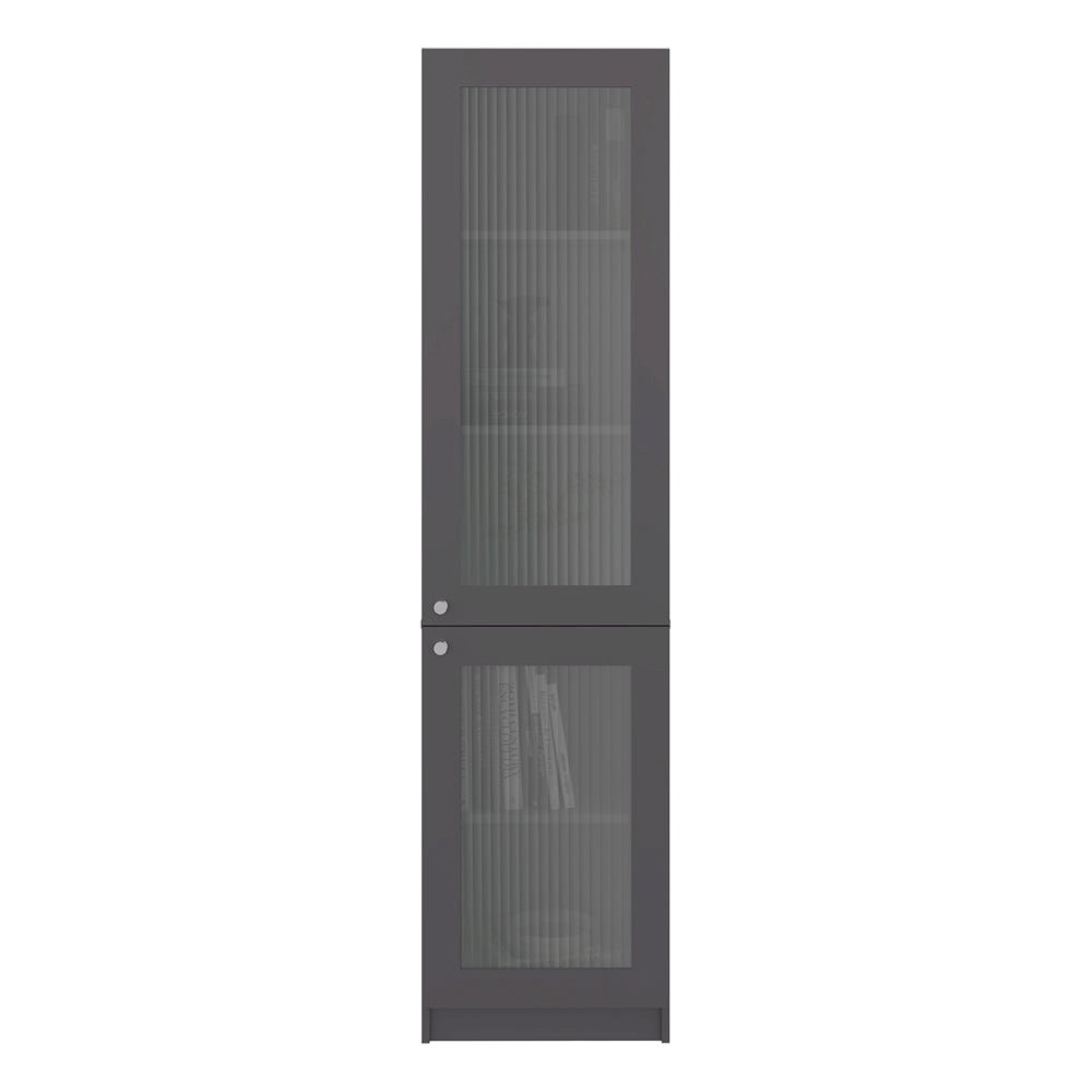 Tall Bookcase 71" H with 2 Fluted Panel Doors and Five Interior Shelves. Picture 3