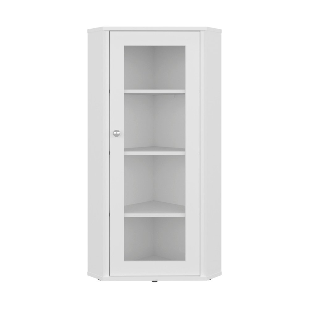 Ruffin Display Cabinet, 1 Door, 4 Shelves, White. Picture 8