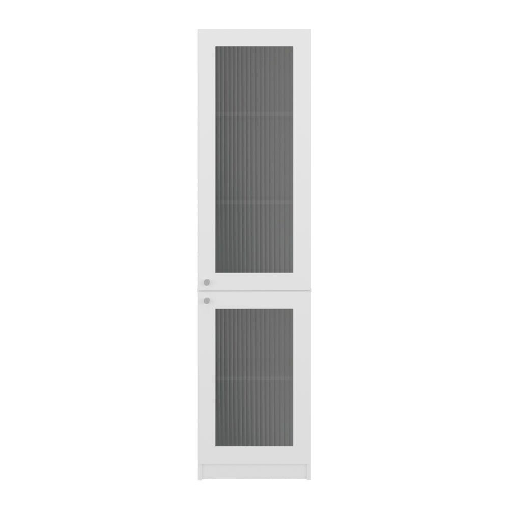 Tall Bookcase 71" H with 2 Fluted Panel Doors, Five Interior Shelves, White. Picture 3
