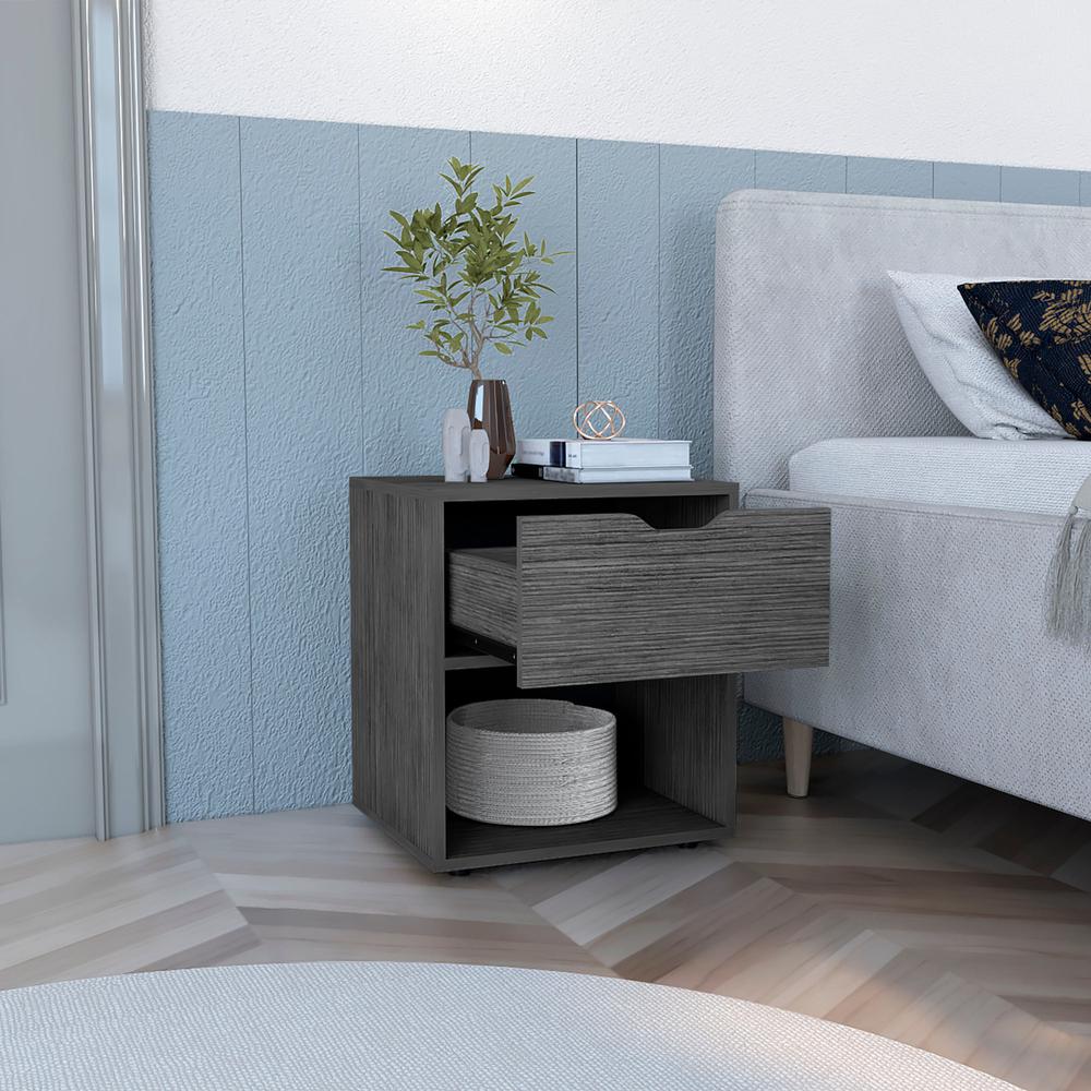 Adak 19.7" H Nightstand End Table with Open Shelf,Ligth Gray. Picture 7