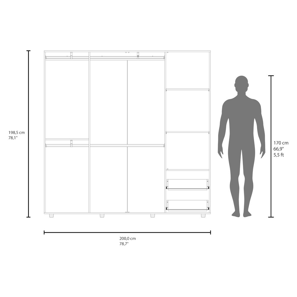 Beluga Armoire 4 Doors, 4 Shelves, 2 Drawers, White. Picture 6