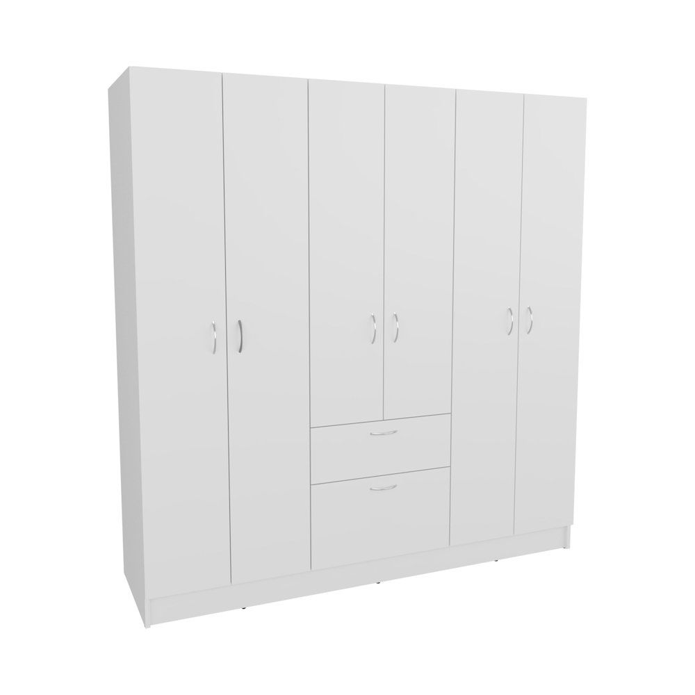 Kibo 6 Doors Armoire, One Drawer, Rod, Seven Interior Shelves, White. Picture 1
