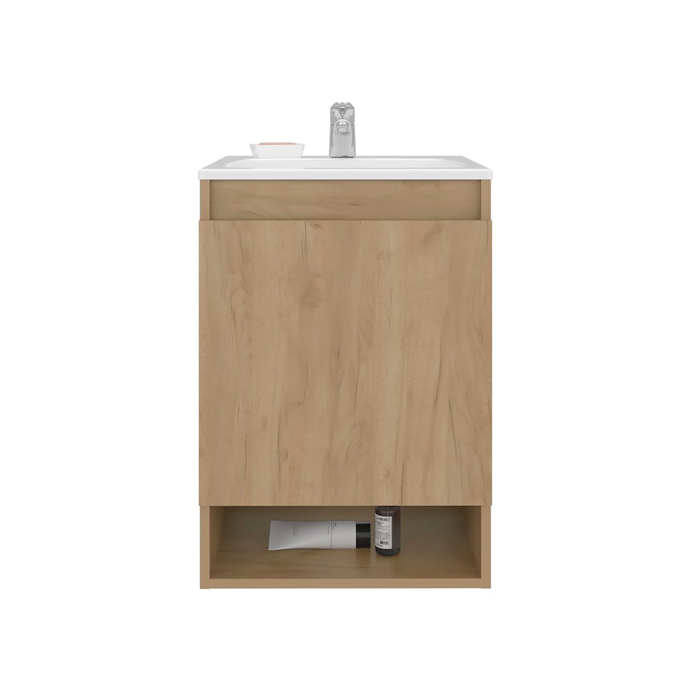Elsie Bathroom Vanity, 1 Door, 2 Shelves, Natural Oak. Picture 3