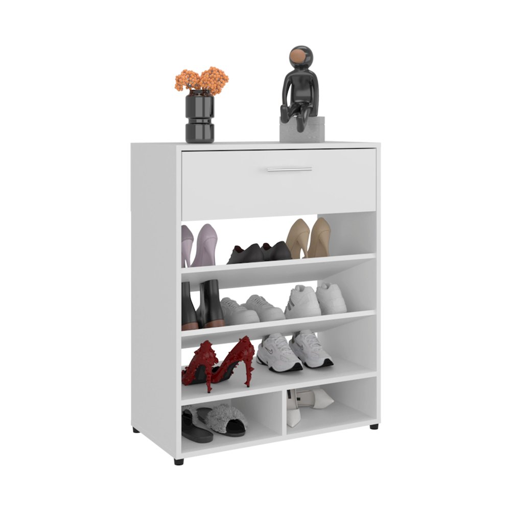 Kearns Shoe Rack,1 Door,4 Legs,5 Shelves,White. Picture 3