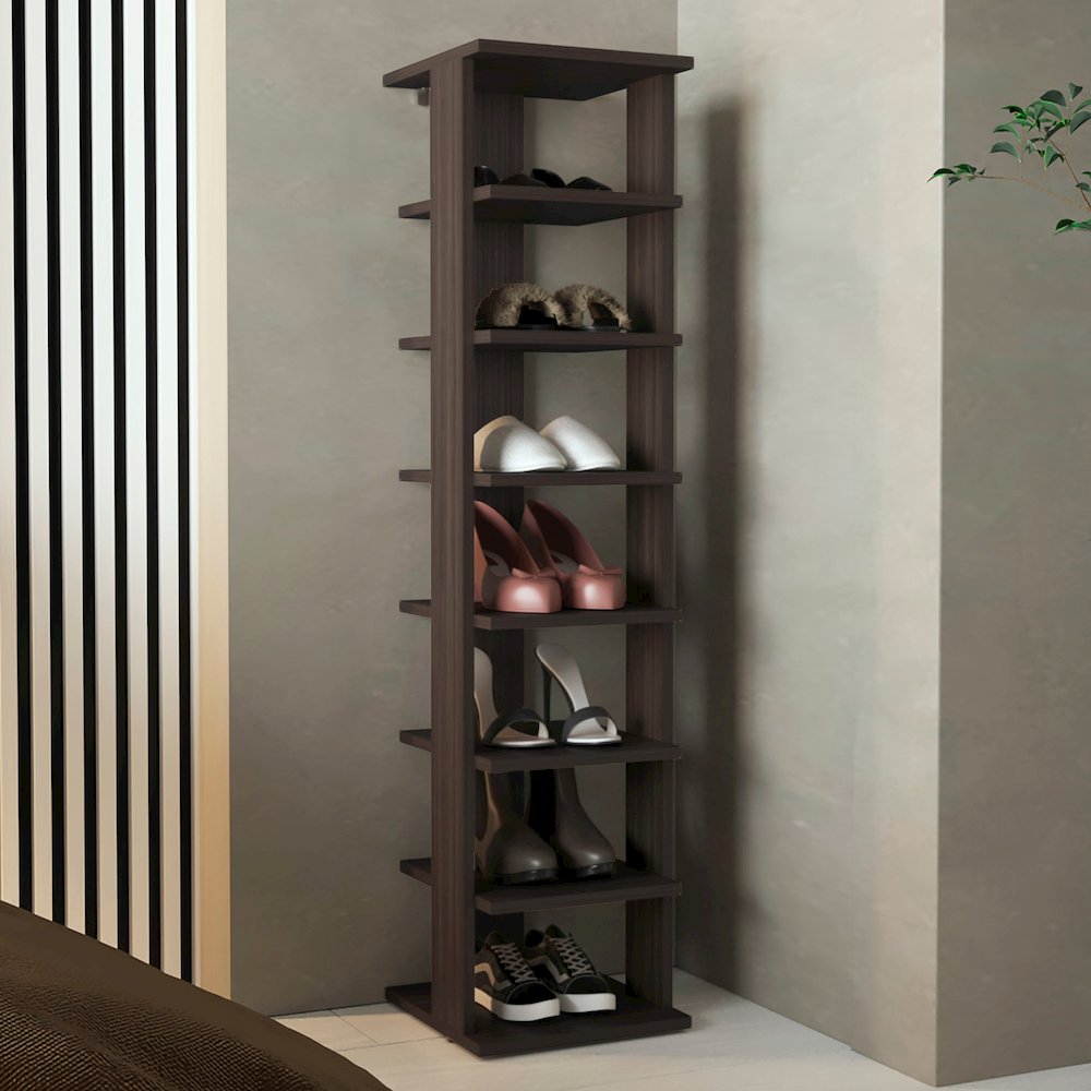 Glacier Shoe Rack, 7 Shelves, Gray Walnut. Picture 4