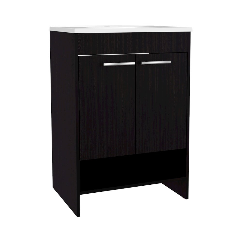 Polkton Bathroom Vanity, 2 Doors, 2 Shelves, Black Wengue. Picture 4