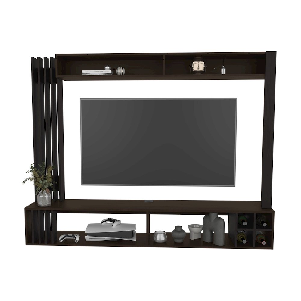 Alto Entertainment Center, 8 Shelves, Dark Walnut/Black Wengue. Picture 2