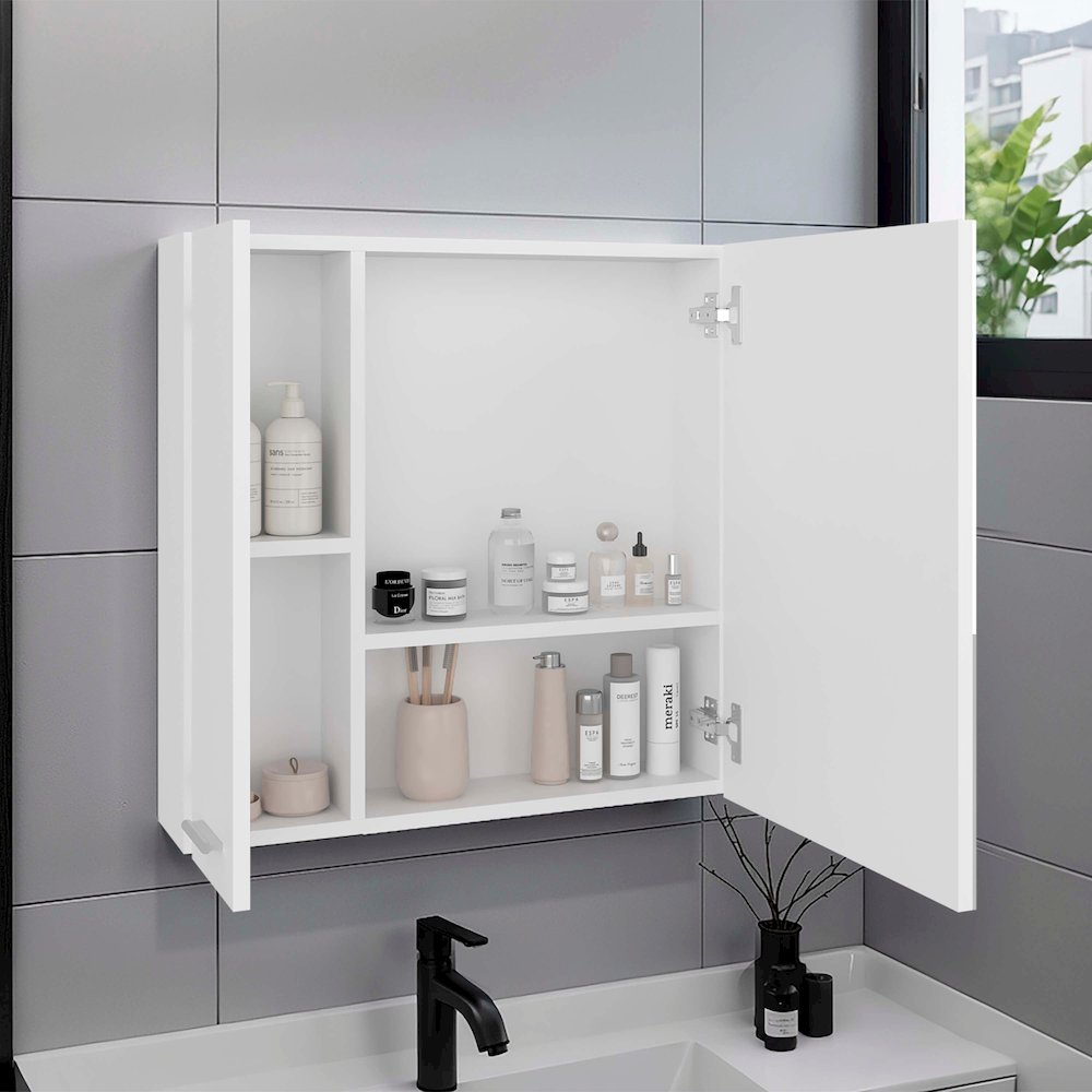 Harbor Medicine Double Door Cabinet,Four Interior Shelves, White. Picture 2