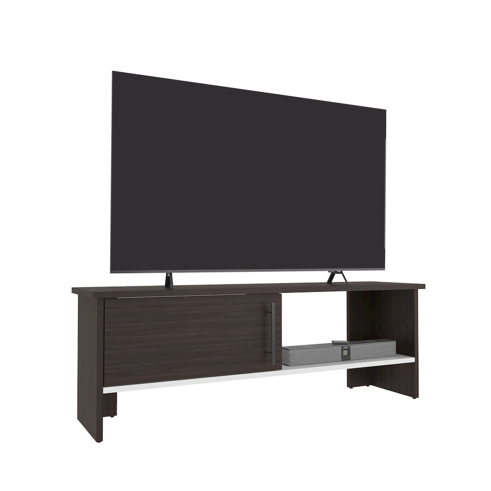 Trenton TV Stand, 1 Door, 1 Shelf, Dark Oak / White. Picture 2